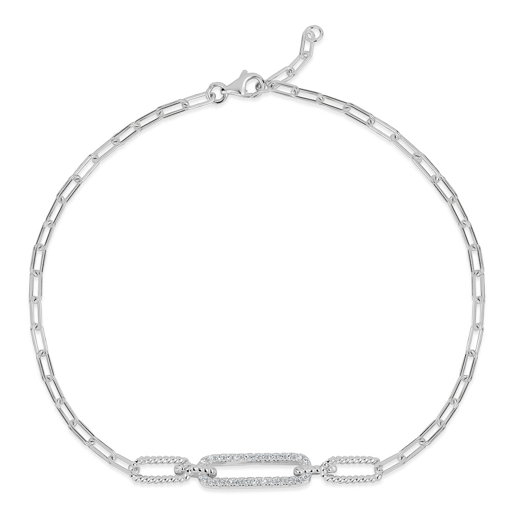 Paperclip bracelet with CZ accents