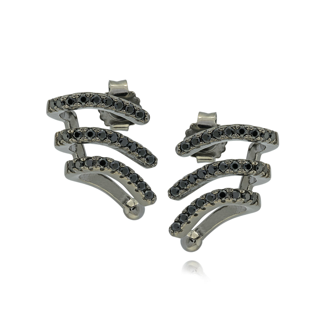 Three-row ear cuff - Black