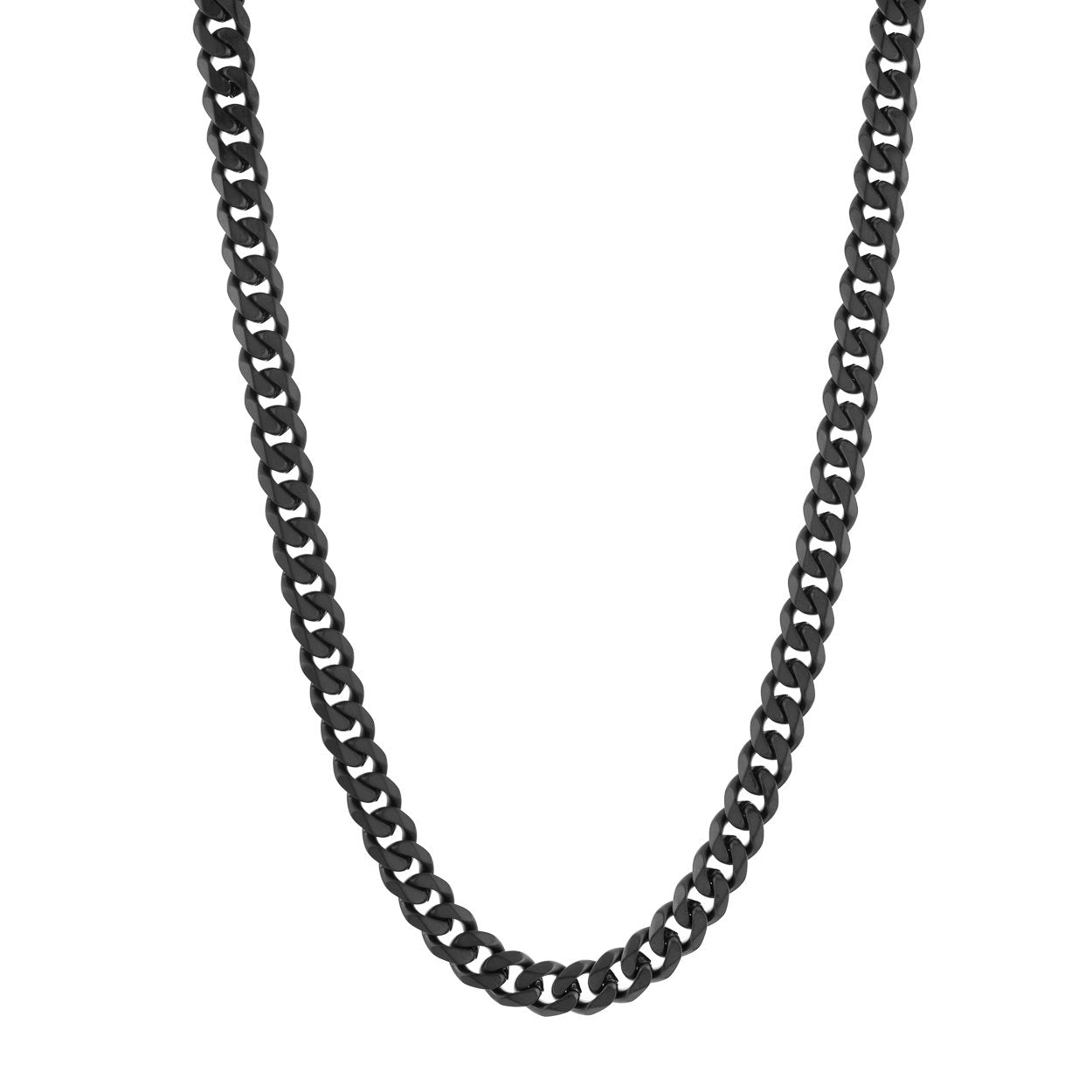 Chaîne Gourmette 7.7mm en Acier Noir Mat