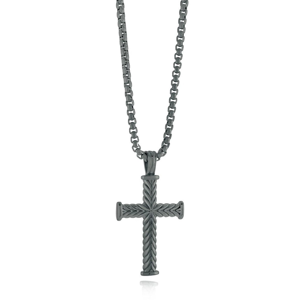 Steel chain with chevron cross