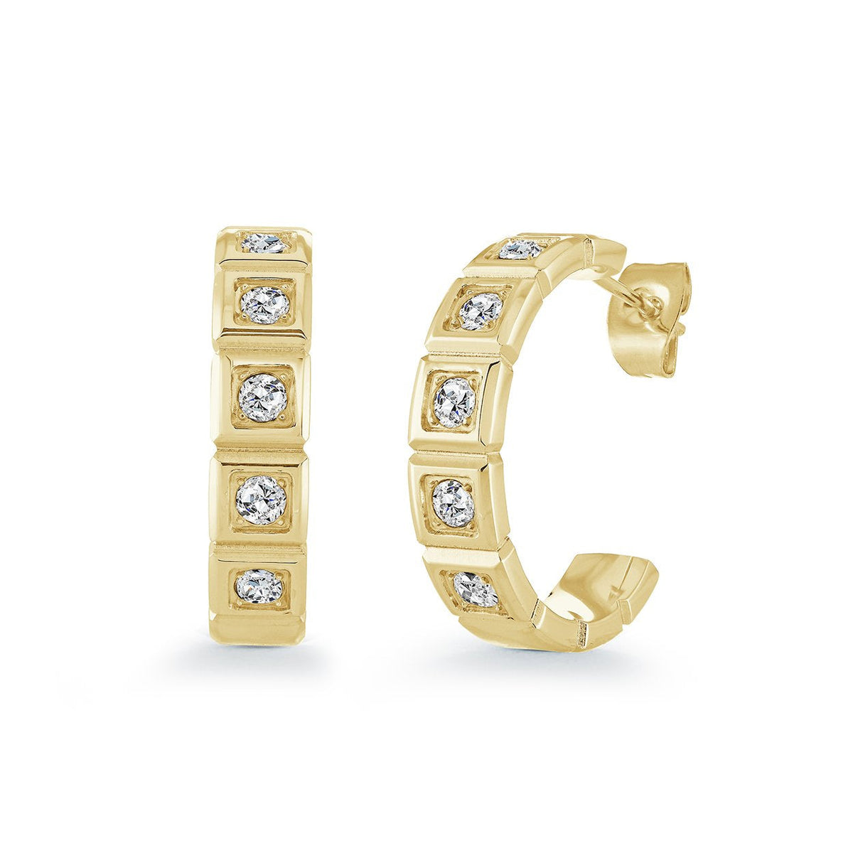 Steel Quadrant Hoop Earrings