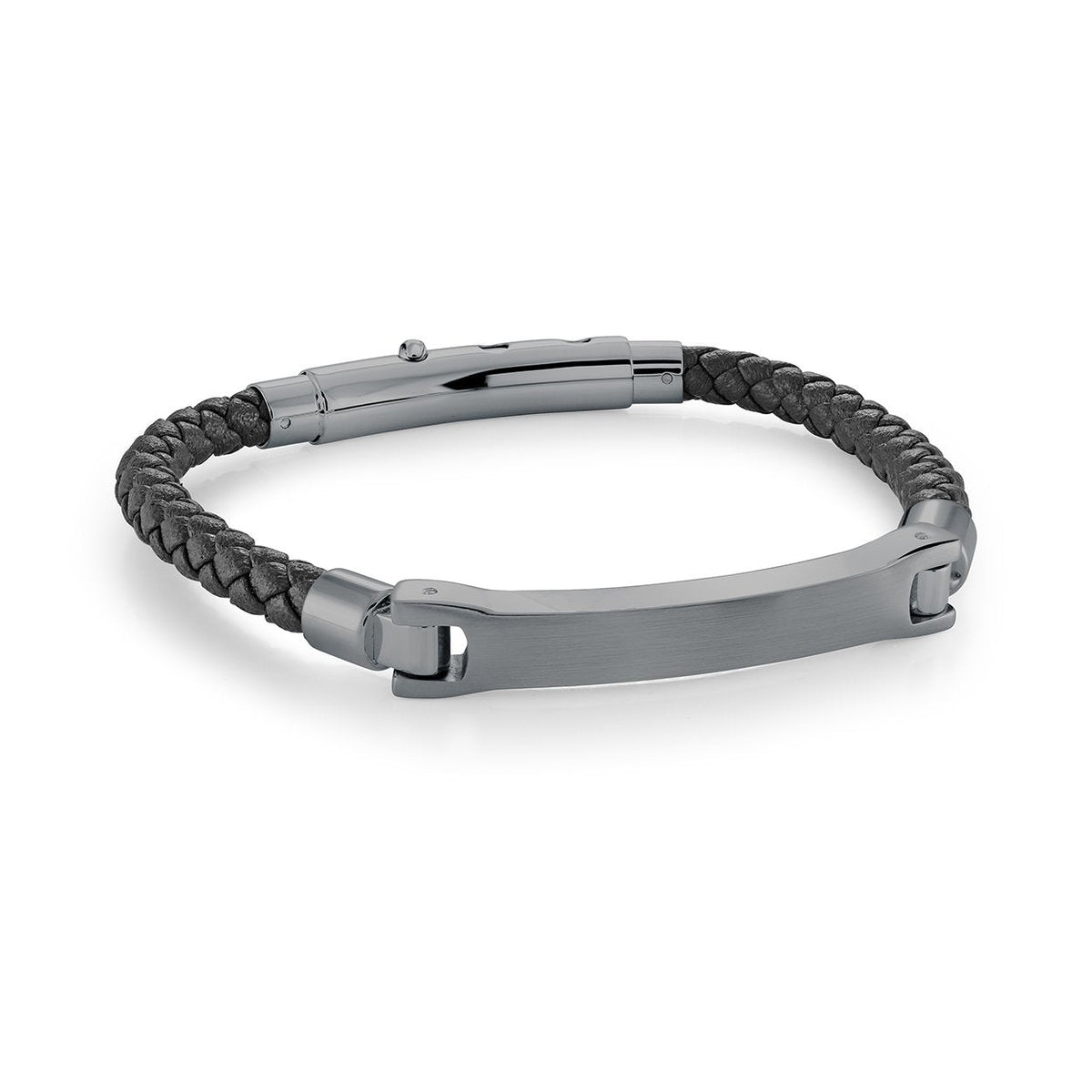 Adjustable Leather and Steel Bracelet