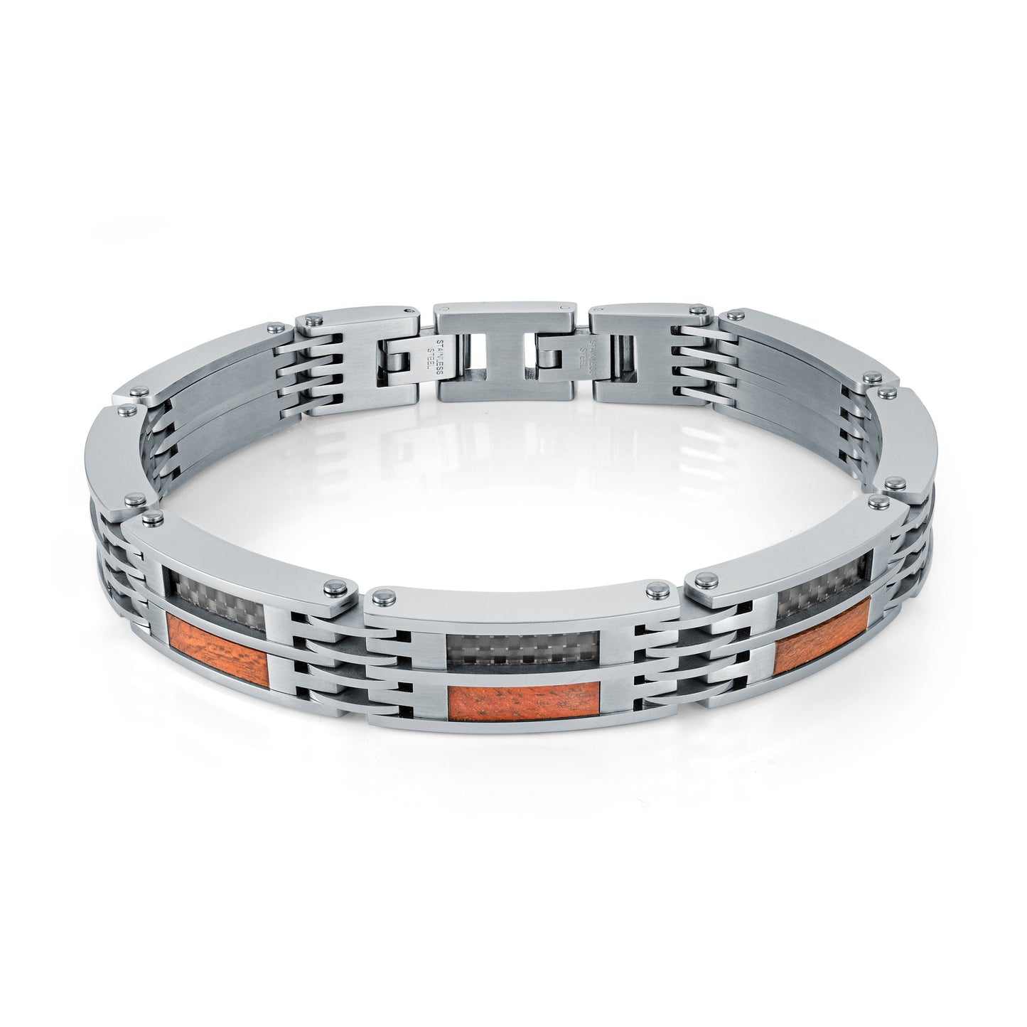 Bracelet en Acier Carbone et Bois 10mm