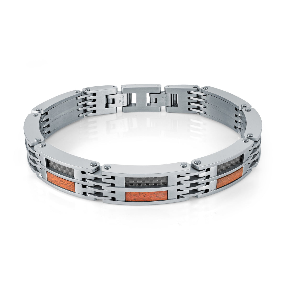 10mm Carbon Steel and Wood Bracelet