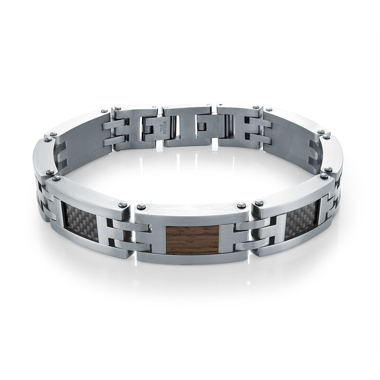 Bracelet en Acier Carbone et Bois 12mm