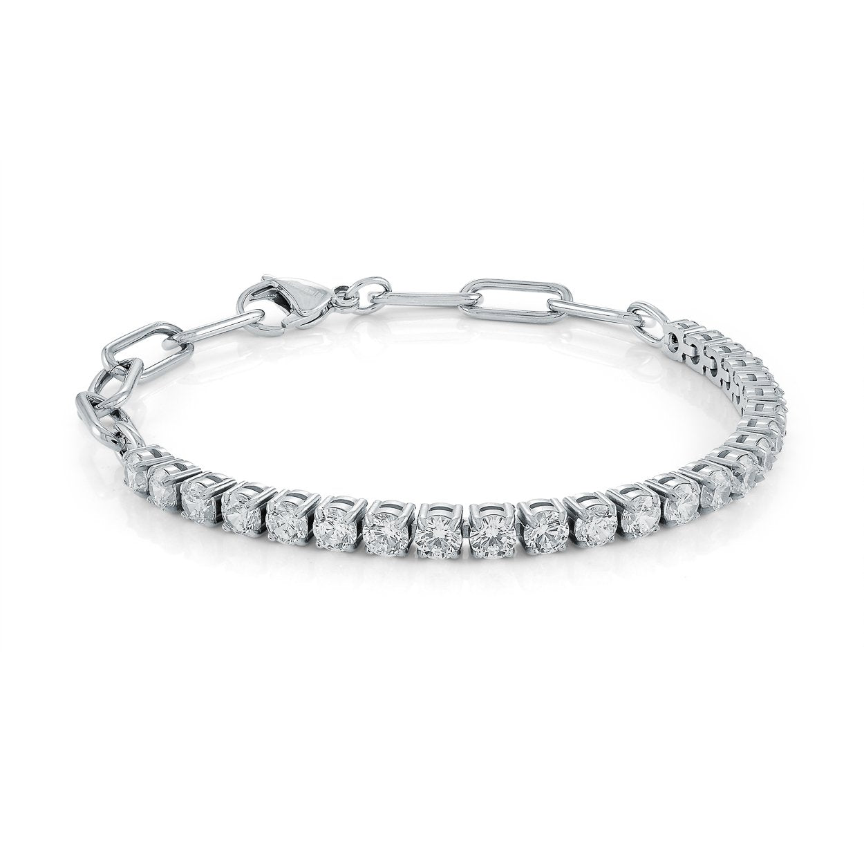 Bracelet en Acier Trempe-Tennis CZ 4mm