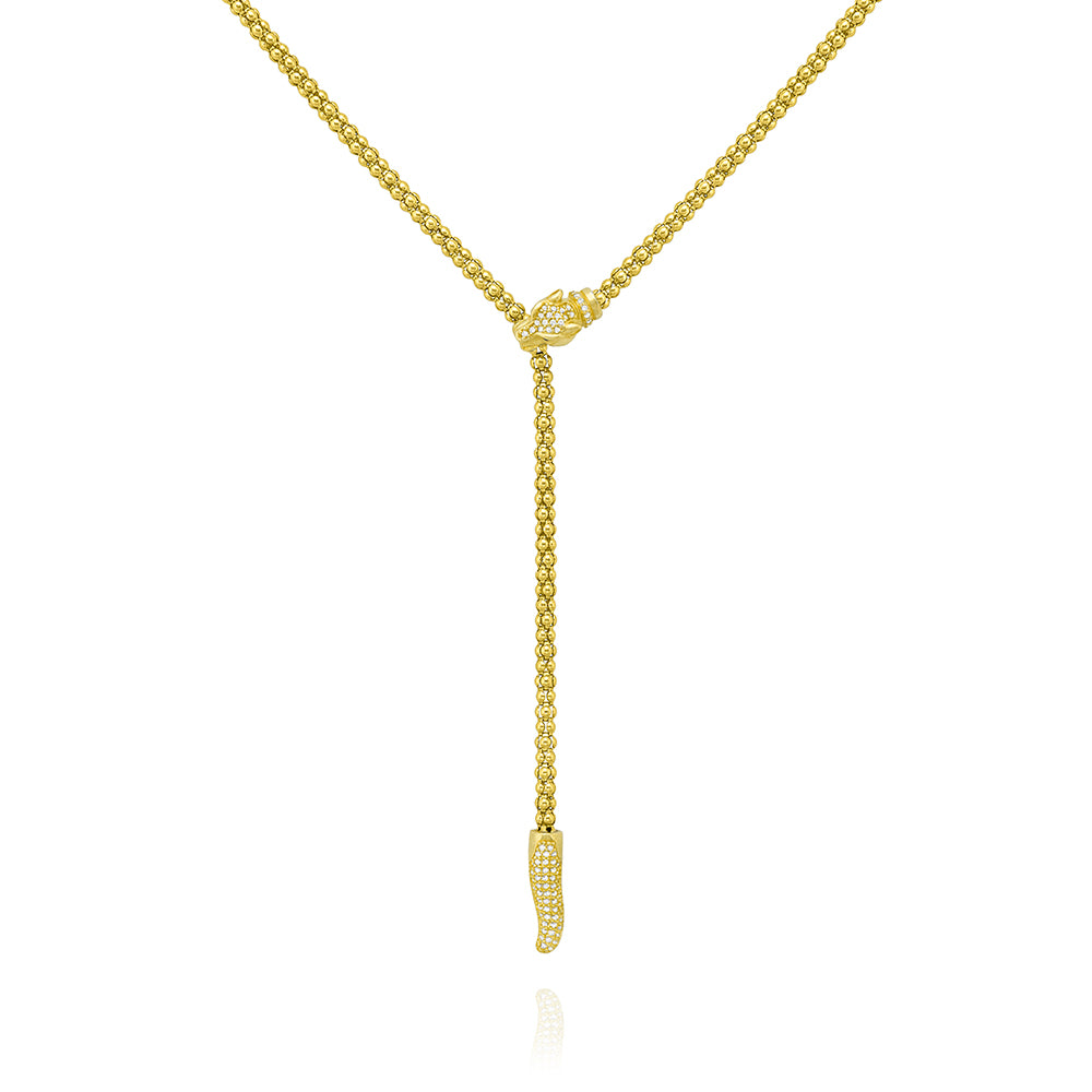 Classic Lioness Lariat Necklace with Red Eyes