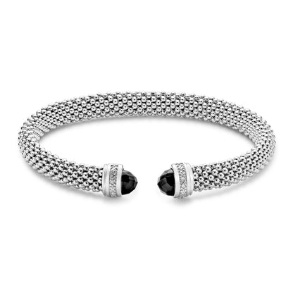 Bangle Maille à enfiler avec Onyx noir