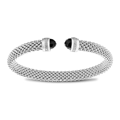 Bangle Maille à enfiler avec Onyx noir