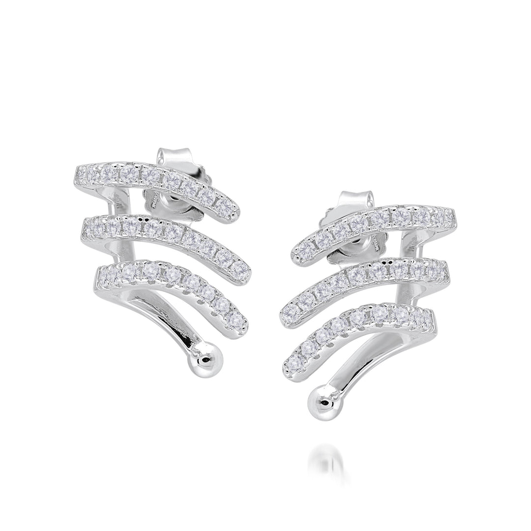 Three-row ear cuff - White 