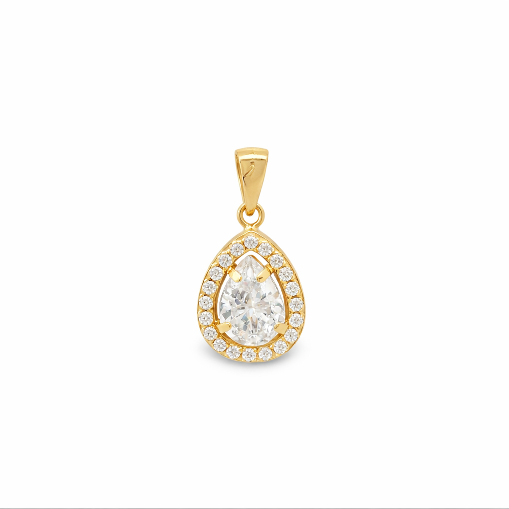 Pendentif poire en or avec CZ