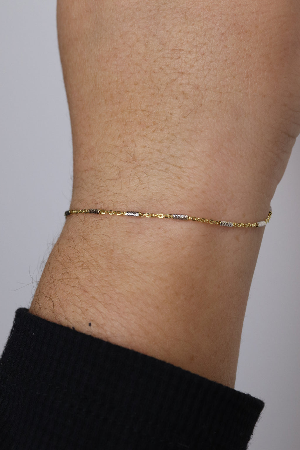 Bracelet 2 Tons Rolo Plaquette 10k