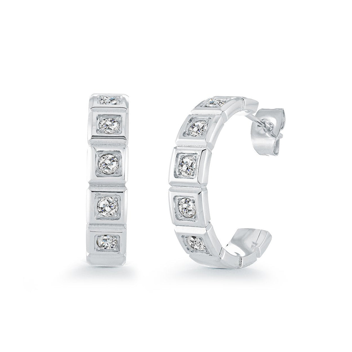 Steel Quadrant Hoop Earrings