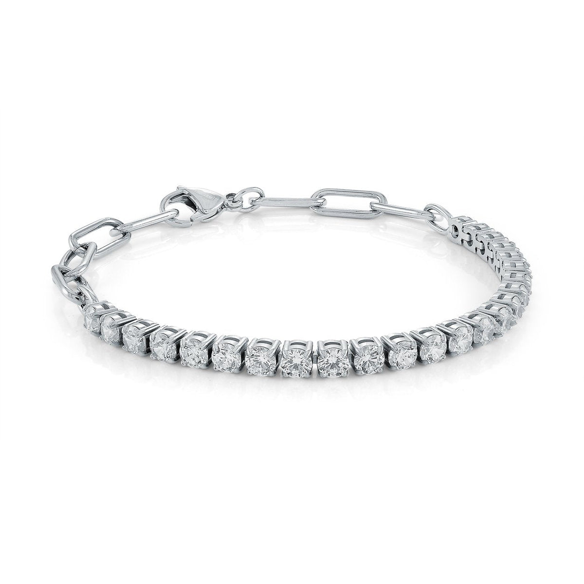 4mm Hardened Steel Tennis Bracelet with CZ Markers